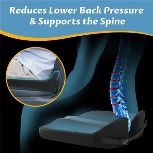 Car Seat Cushion Memory Foam Tailbone Pain Relief Truck Driver Seat Pillow - Picture 3 of 7